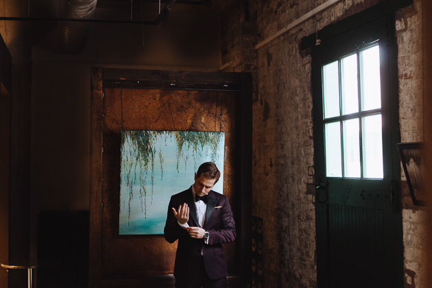 Fermenting Cellar Toronto Wedding Photographer. Groom waiting for his bride.
