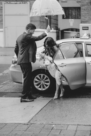 Rain on wedding day at this Only One Gallery wedding