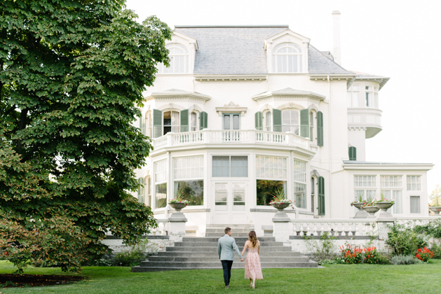 Romantic engagement photos at Spadina Museum